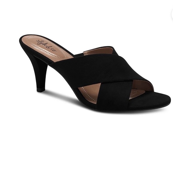 Style & Co. Shoes - Style&Co Women Patricia Black Kitten Heel Slides 8M